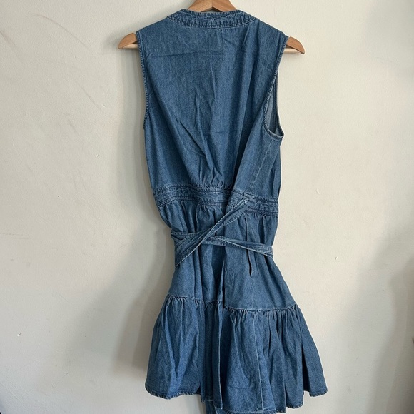 Avec Les Filles Denim Tie Waist Wrap Mini Dress NEW - Picture 6 of 6